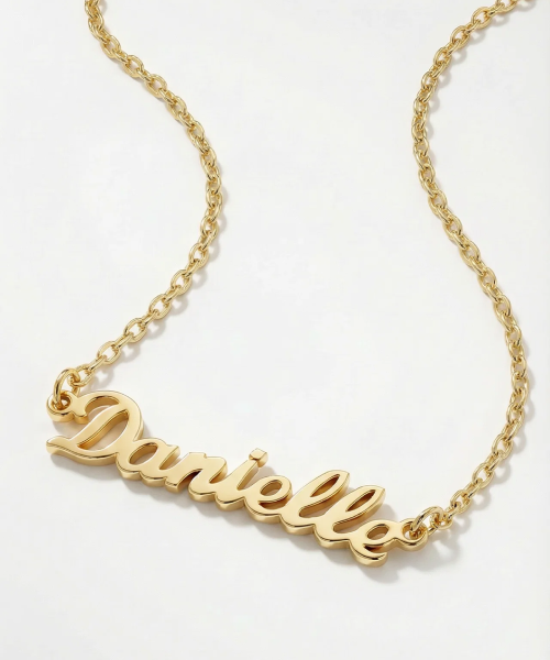 The Nameplate Necklace in 14k Solid Gold — product photograph