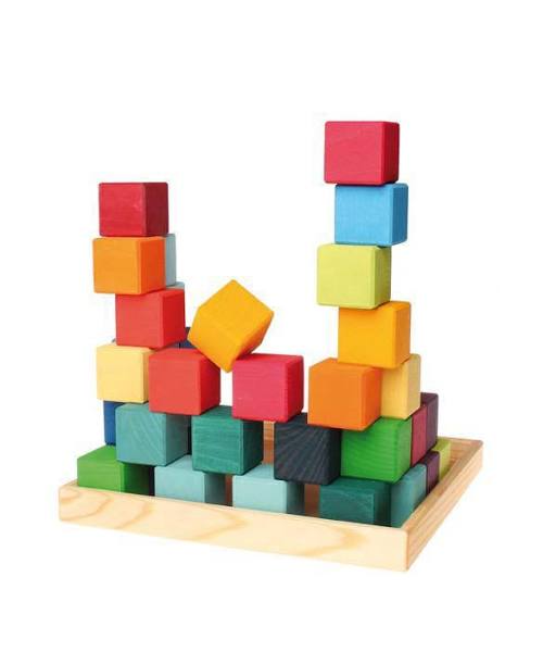 Grimm’s Rainbow Wooden Cubes (36 Blocks with Tray) — ~$64.50 — product photograph