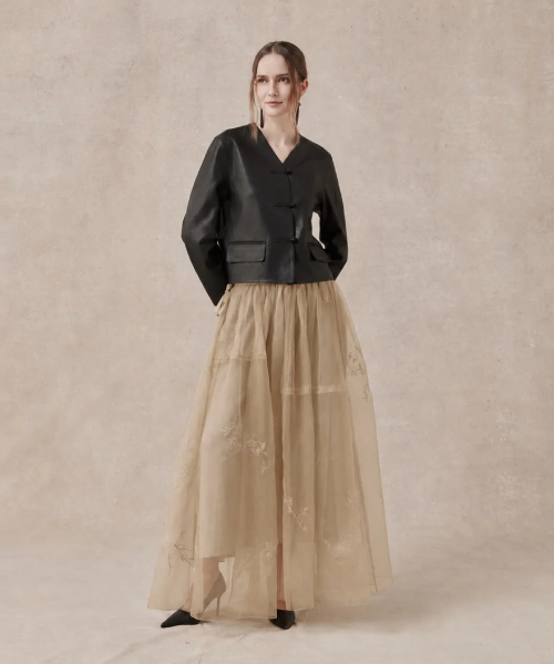 Silk Skirt with Flower Embroidery (~£390) — product photograph